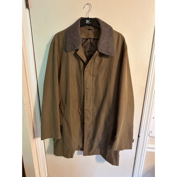 Vintage Mens Overcoat Trench Coat Wool Collar Button Front‎ Brown XXL - Picture 1 of 14